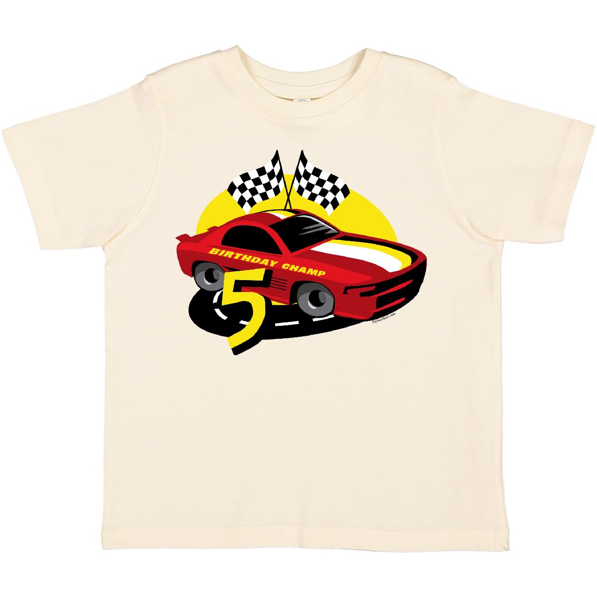 Inktastic Race Car 5th Birthday Toddler T-Shirt - Cute Toddler Boy Outfit for Birthday Party & Race Car Themed Events