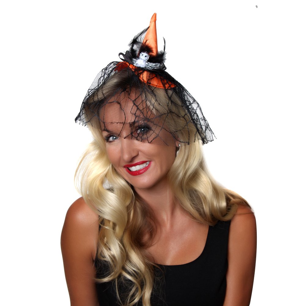 Orange Witch Hat Headband for Halloween Costume - Cute & Spooky Hair Accessory for Women & Kids - Perfect for Halloween Parties, Cosplay & Trick or Treating
