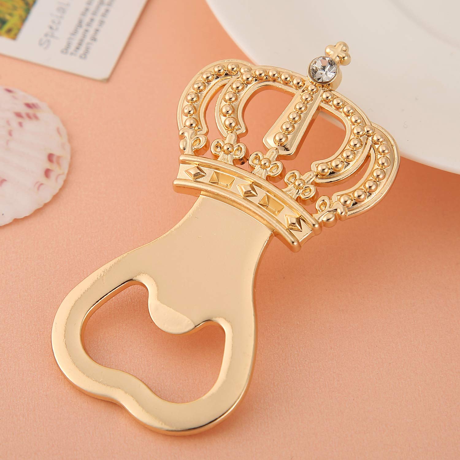 48-Pack Gold Crown Bottle Openers - Elegant Wedding Favors, Party Souvenirs for Guests, Baby Shower & Birthday Party Decorations - Premium Bottle Opener Gift Set by Layseri (Crown Gold) - Perfect for Weddings, Bridal Showers, Birthday Parties & Special Events