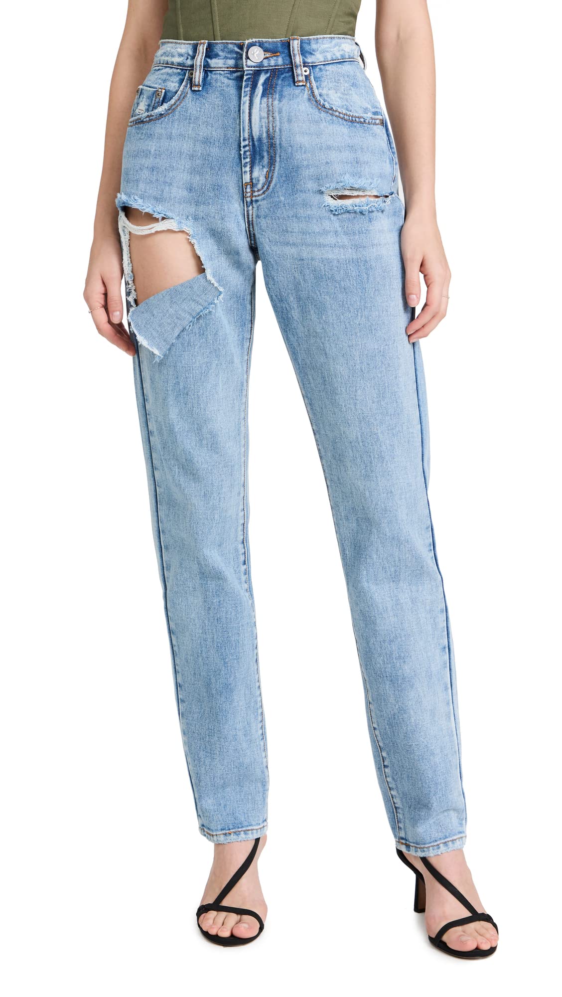 One Teaspoon Women's 1982s High Waist Balloon Jeans - Vintage Blue Denim Pants for Casual Outfits & Streetwear Fashion