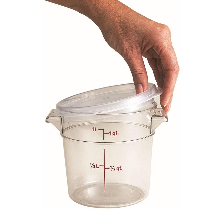Cambro RFS1SCPP190 Camwear Round Seal Lid - 1 Quart Translucent Food Storage Container Lid for Commercial Kitchen & Home Use - Perfect for Meal Prep, Leftovers & Bulk Food Storage