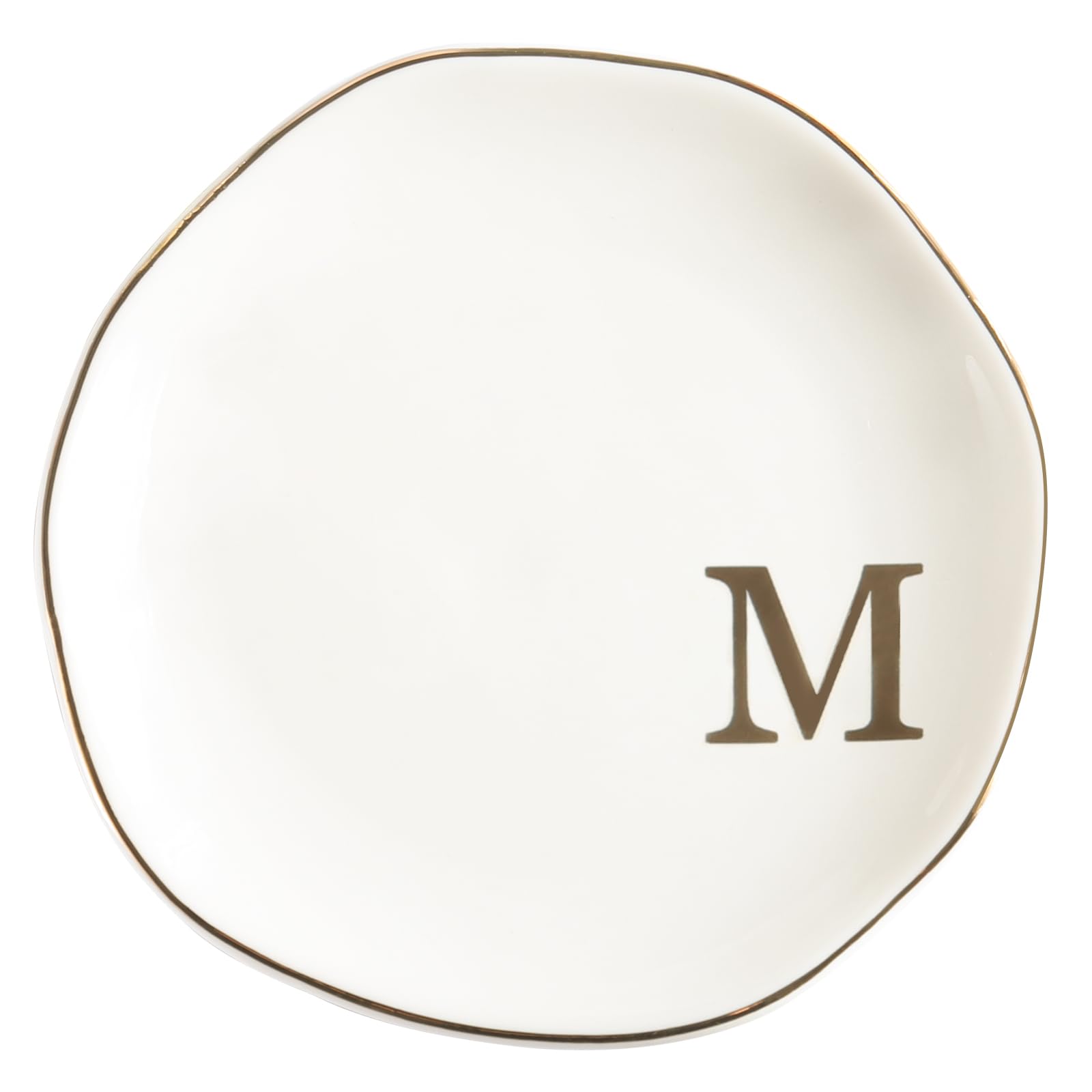 Personalized Ceramic Jewelry Tray with Monogram - Elegant Ring Dish for Engagement, Wedding & Birthday Gifts - Perfect for Women, Mothers Day - White Ceramic 4.75