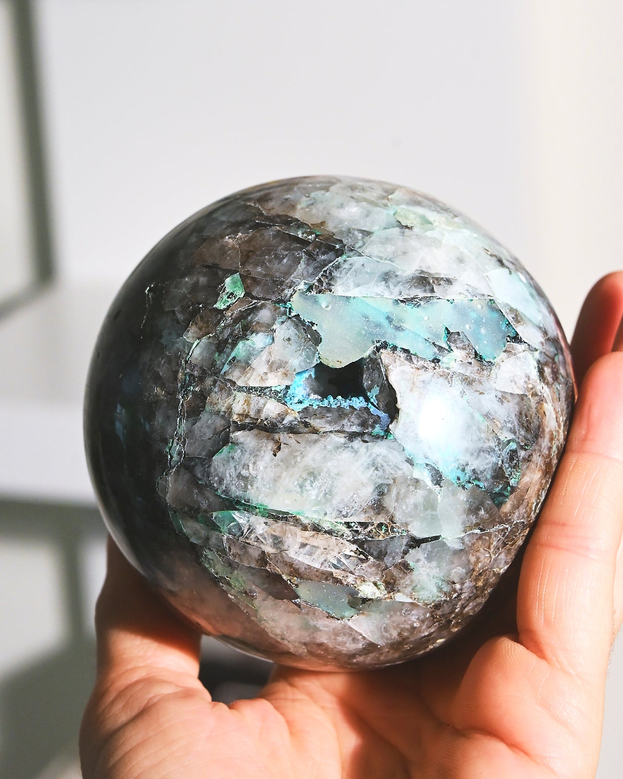 Natural Chrysocolla Sphere 3.5 Inch - Healing Crystal for Meditation, Home Decor & Energy Work | Perfect for Yoga, Reiki & Spiritual Gifts