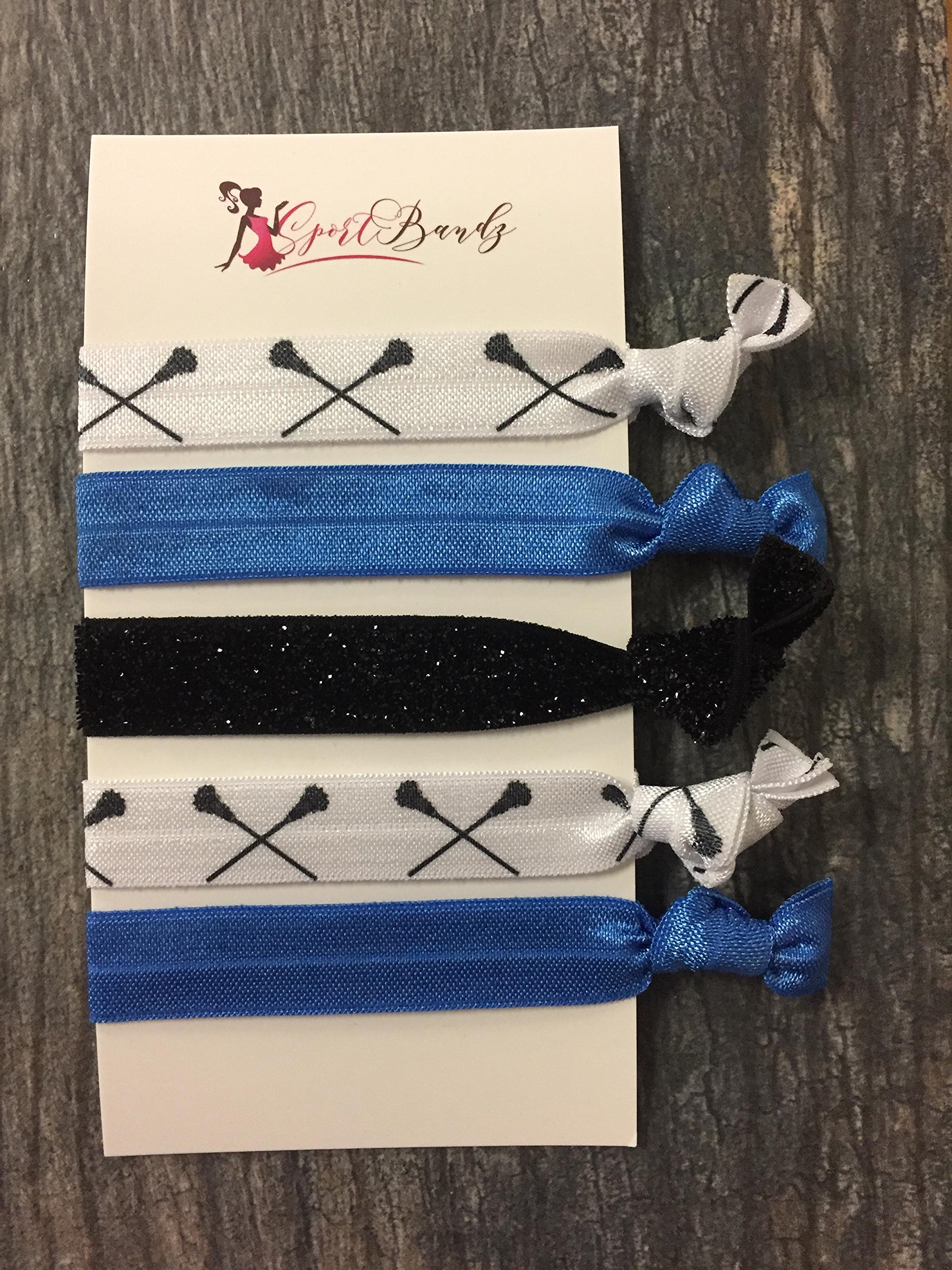 Lacrosse Hair Ties Set - No Crease Elastics (5 Colors) for Sports & Daily Use