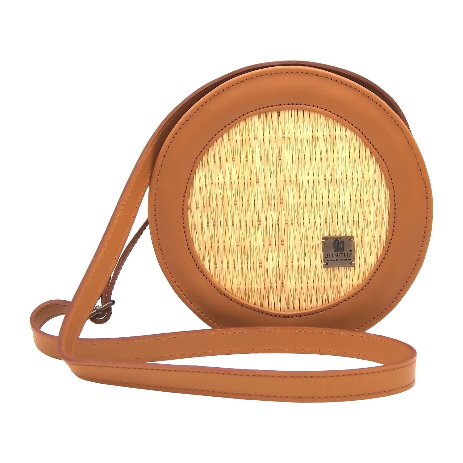 Handmade Wicker Round Straw Crossbody Bag for Women - Bohemian Beach Purse - Perfect for Summer Outings, Picnics & Farmers Market Shopping - Made in Portugal