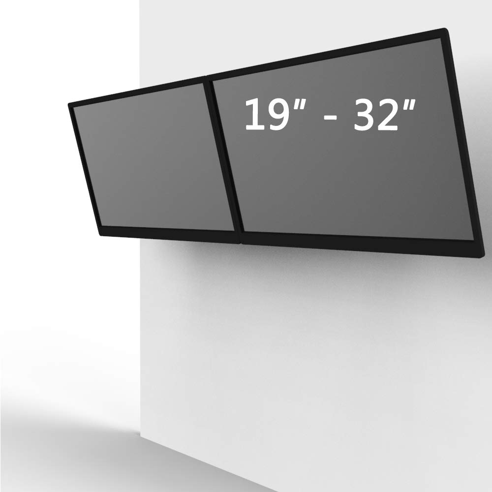 Dual Monitor Wall Mount Bracket - Adjustable Slideable Stand for 13-32 Inch Screens | Perfect for Home Office, Gaming & Workspace Setup