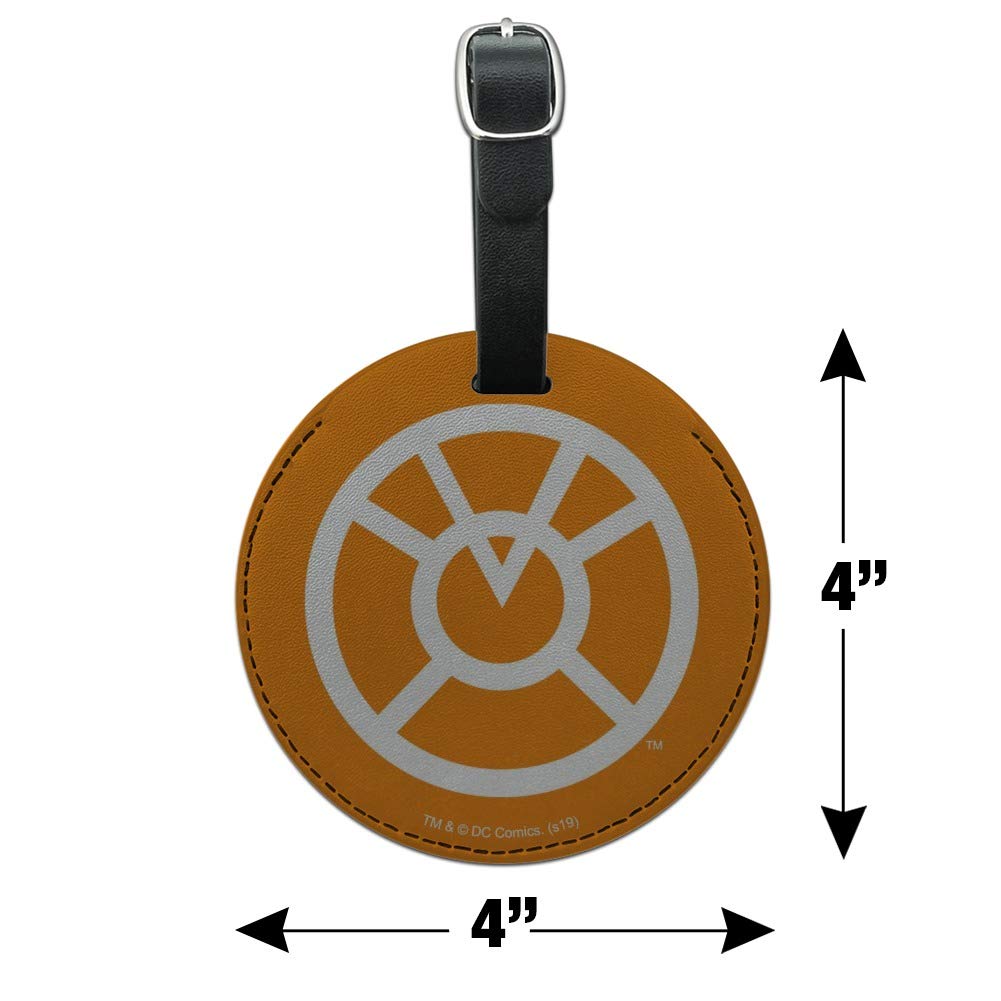 Green Lantern & Orange Lantern Logo Round Leather Luggage Tag - Durable ID Card Holder for Travel Bags, Suitcases & Backpacks - Perfect for Comic Conventions, Superhero Fans & Cosplay Events