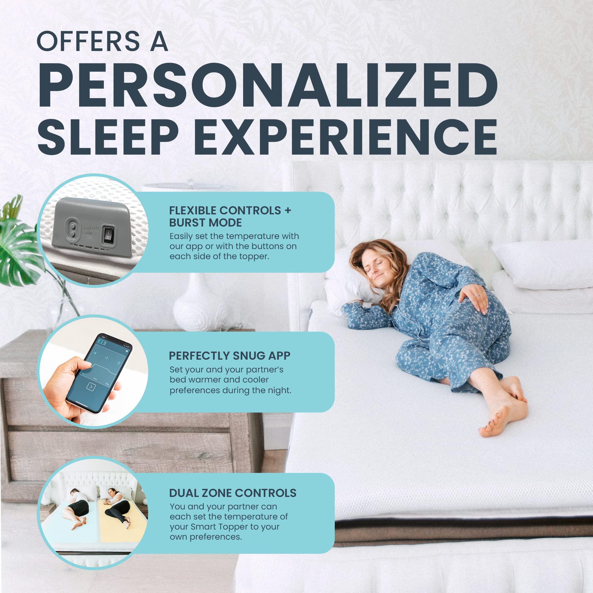 Smart Cooling Mattress Topper with Active Airflow - Temperature Regulating King Size Cooling Pad for Bed - Built-in Sensors & Comfortable Smart Bed Cooling System - Perfect for Hot Sleepers & Night Sweat Relief