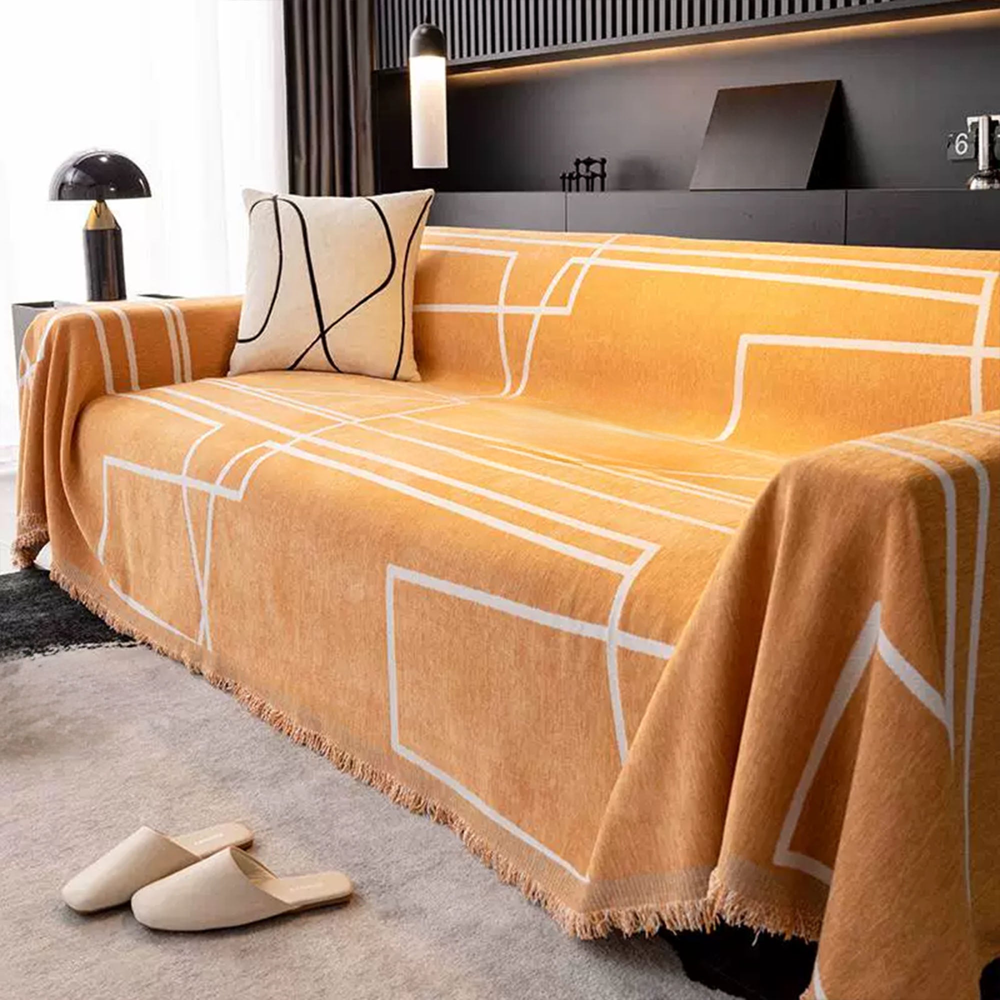 Abstract Lines Sofa Cover - Stretchable & Washable Slipcover for Living Room Furniture - Perfect for Home Decor, Pet Protection, and Daily Use