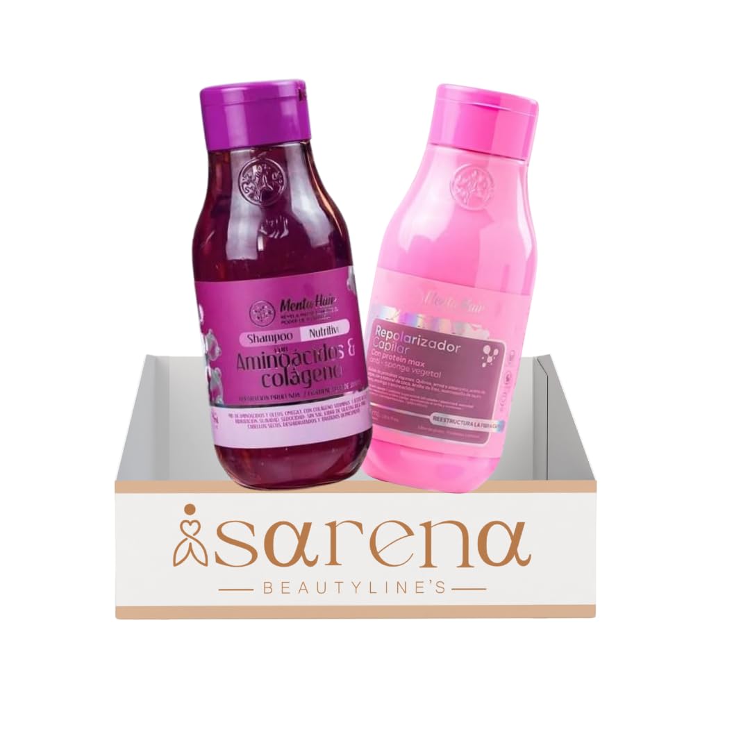 Isarena Beautylines 2 Pack Collagen & Amino Acid Shampoo & Conditioner Set - 550ml Vegan, Organic, Salt-Free, Safe for Color-Treated & Chemically Straightened Hair - Refreshing Mint Formula for Damaged Hair Repair - Perfect for Daily Use & Post-Hair Treatment Care