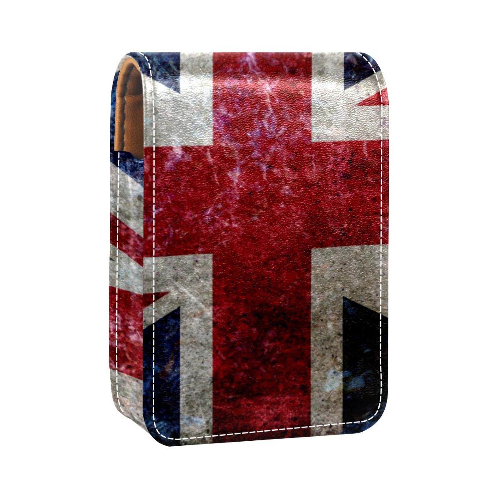 Personalized Lipstick Case - Portable Makeup Bag & Cosmetic Pouch Organizer with Vintage British Flag Design - Perfect for Travel, Daily Use, and Gift Giving