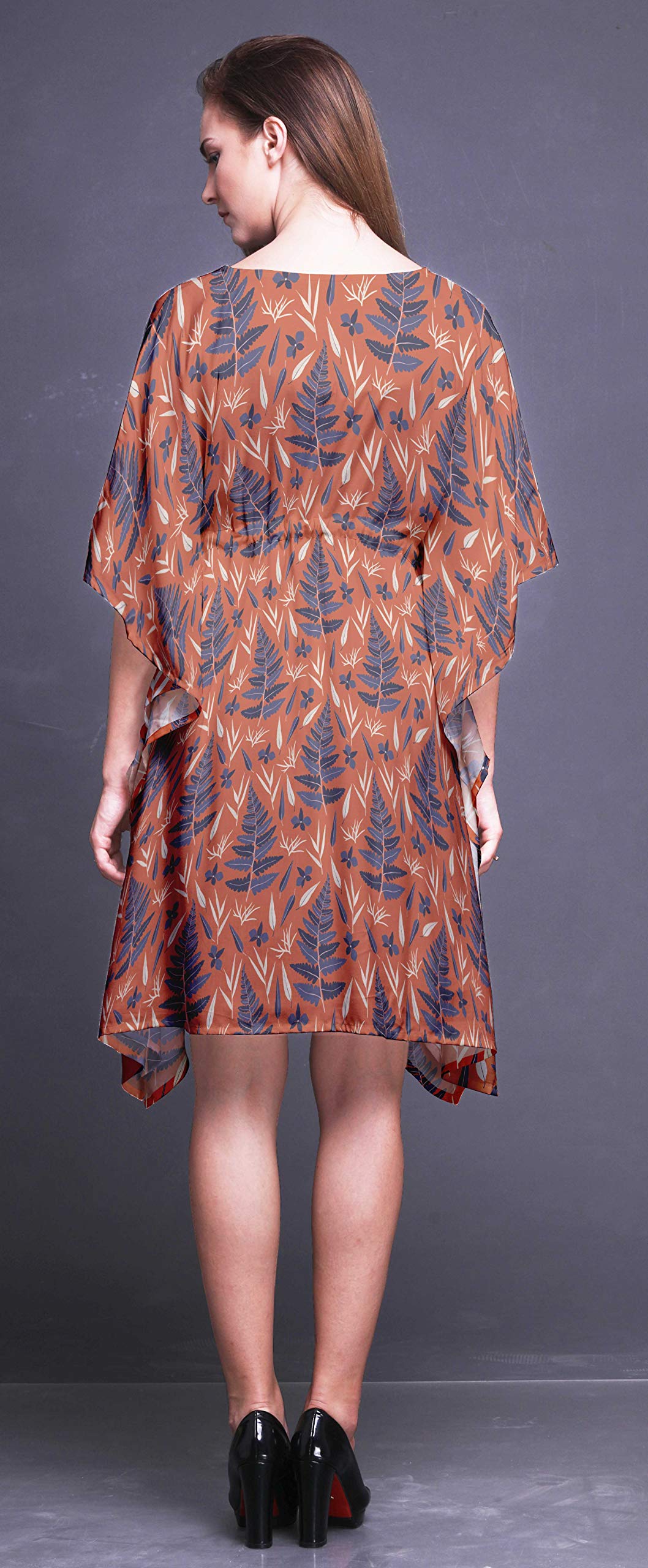 Bimba Women's Short Caftan Midi Dress - Beach Cover Up, Swimwear Cover Up, Boho Kaftan Dress for Pool, Vacation & Summer Outfits
