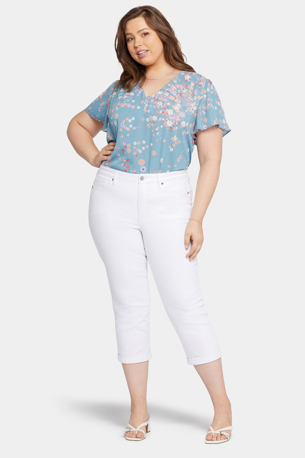 Chloe Plus Size Skinny Capri Jeans in Optic White - Stylish & Comfortable Women's Stretch Denim Pants for Casual Wear & Summer Outfits