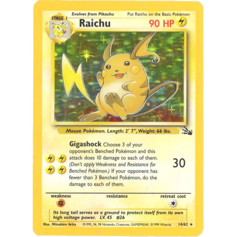 Pokémon Raichu Holofoil Fossil Series 14 Trading Card - Rare Collectible for Kids & Adults - Perfect for Gaming, Collecting & Gifts