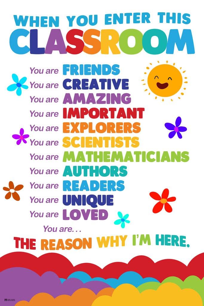 When You Enter This Classroom Sign - Boho Rainbow Educational Rules Poster, 16x24 Stretched Canvas Wall Art for School & Homeschool Decor - Perfect for Classroom Doors, Teacher Gifts & Learning Spaces