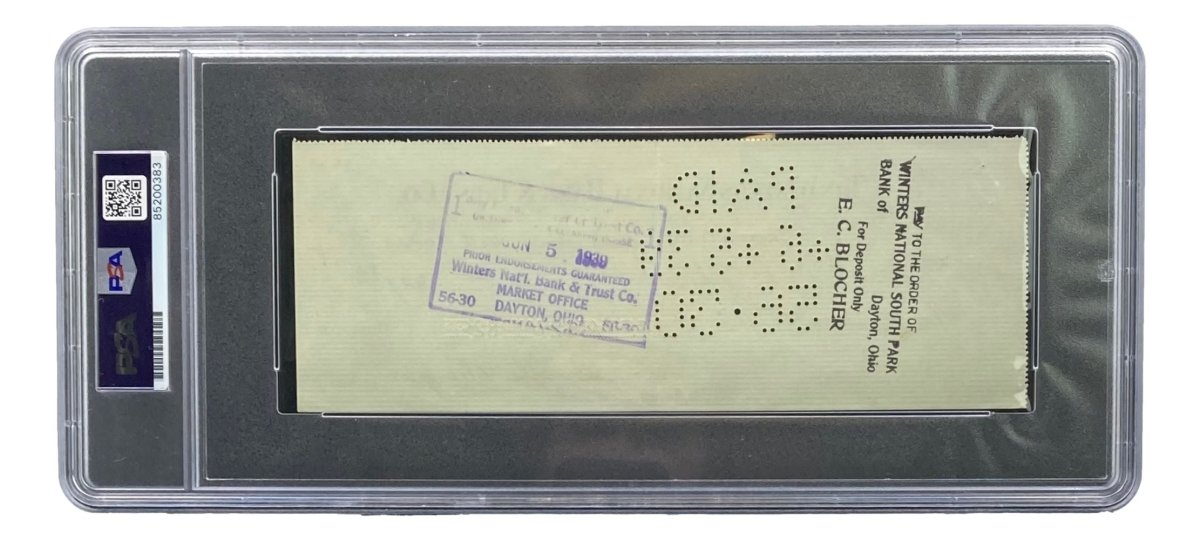 Authentic Orville Wright Signed Bank Check - PSA/DNA Certified #85200383 | Collectible Aviation Memorabilia for Display & Investment