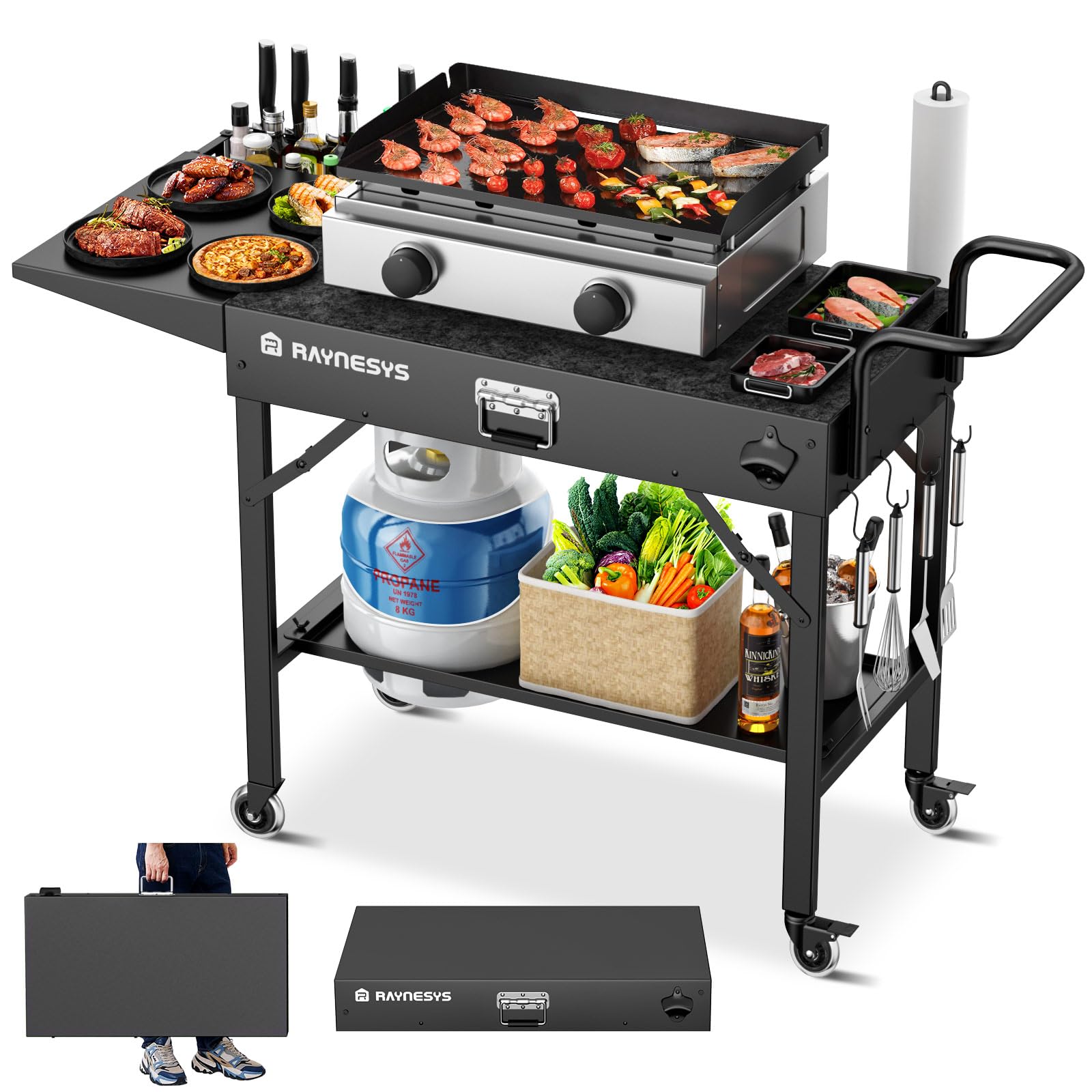 Premium Blackstone Griddle Stand - Heavy Duty 440lbs Folding Grill Cart with Wheels for Outdoor BBQ, Camping & Pizza Oven (31