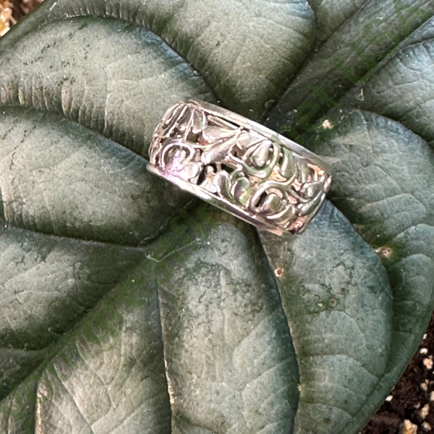 Sterling Silver Vine Band Ring for Women - Size 7, Adjustable Botanical Leaf Design Jewelry - Perfect for Weddings, Anniversaries & Nature-Inspired Fashion