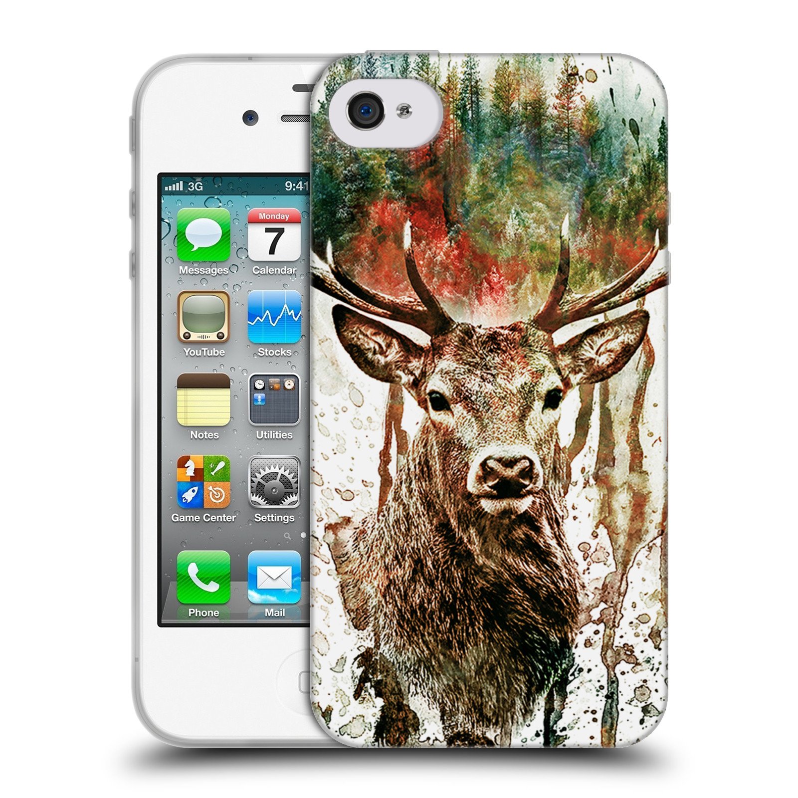 Head Case Designs 官方授权 Riza Peker 鹿动物软胶保护壳 - 兼容 Apple iPhone 4 / iPhone 4S - 时尚耐用，适合日常使用和户外活动