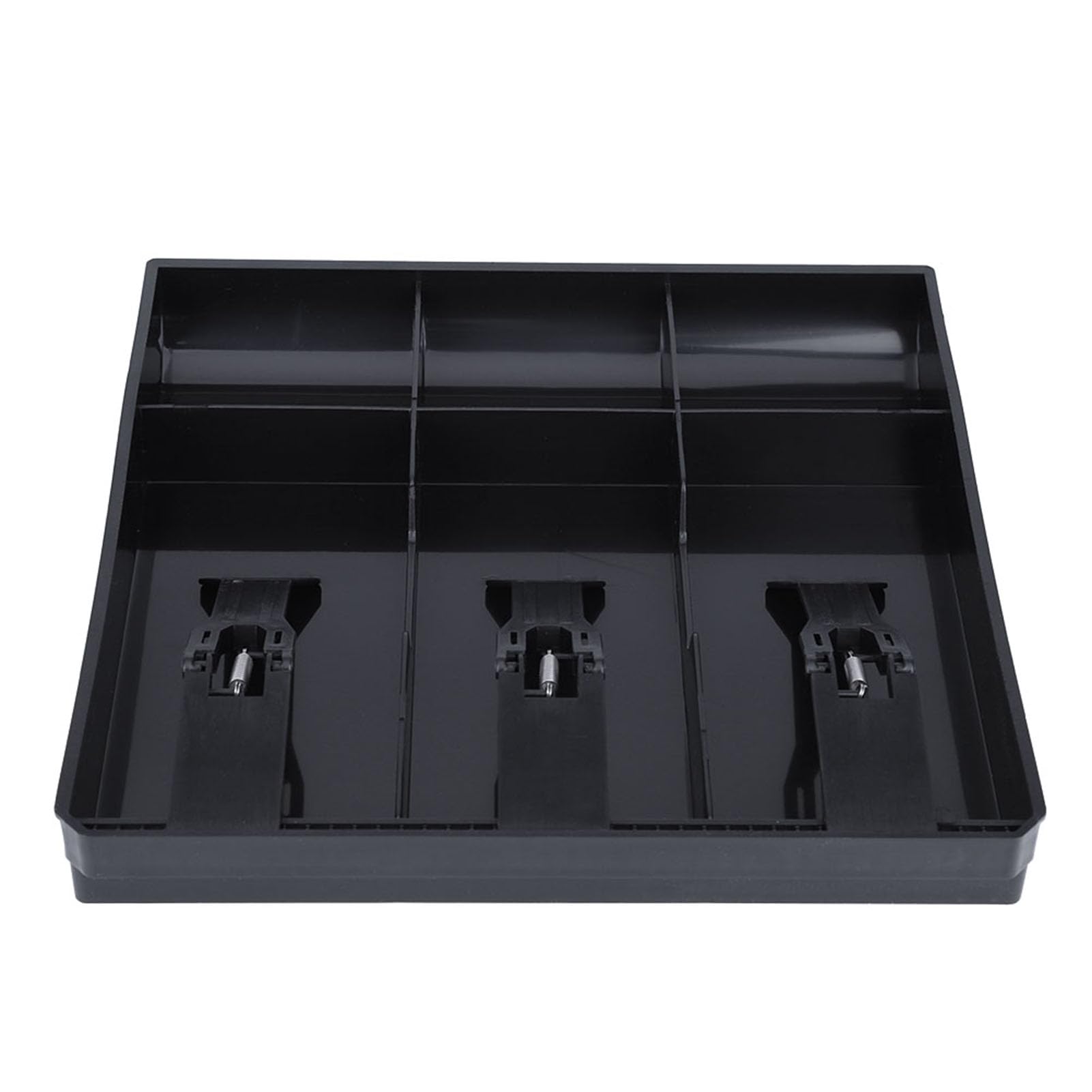 Plastic Cash Drawer Tray with 3 Bill Compartments - Money Storage Box for Cash Register (9.6 x 9.6 x 1.4 Inch, Black) | Perfect for Retail Stores, Restaurants & Small Business Cash Management
