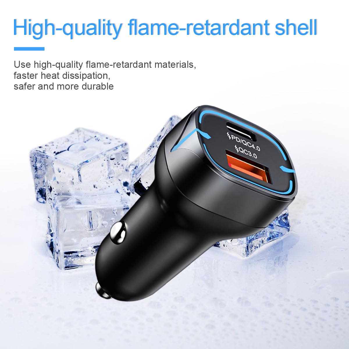 Dual Port 52W PD & QC4.0 Fast Car Charger Adapter - USB C Quick Charge Compatible with iPhone 12/Pro/Pro Max/11, Samsung Galaxy Note 8/S9/S8 - Perfect for Road Trips, Commuting & Emergency Charging in Your Vehicle