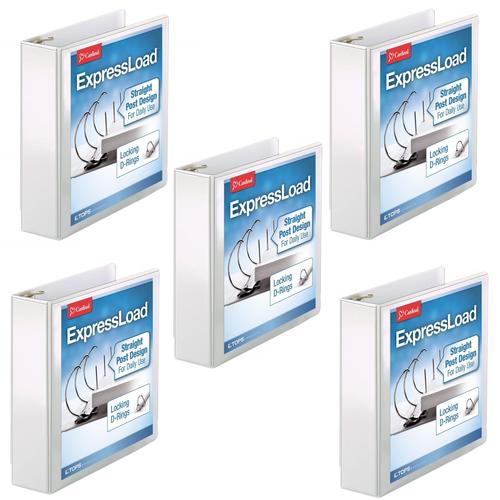 5 Pack 2 D Ring Binder with 425 Sheet Capacity - ClearVue Cover White (49120) for School, Office & Home Organization | Heavy Duty Document Storage Solution