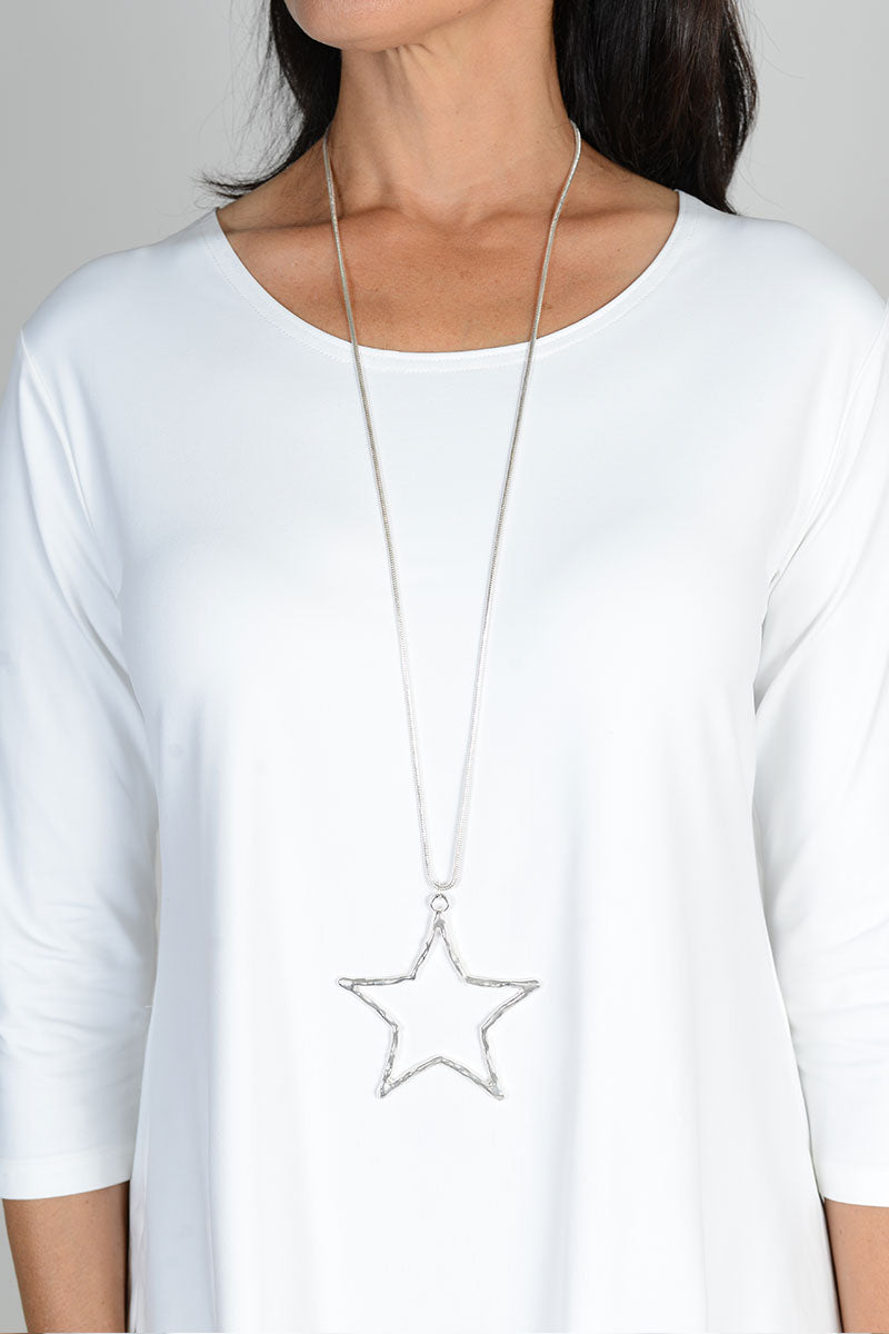 Open Star Pendant Necklace - Elegant Sterling Silver Celestial Jewelry for Women | Perfect for Everyday Wear, Gift Giving & Special Occasions