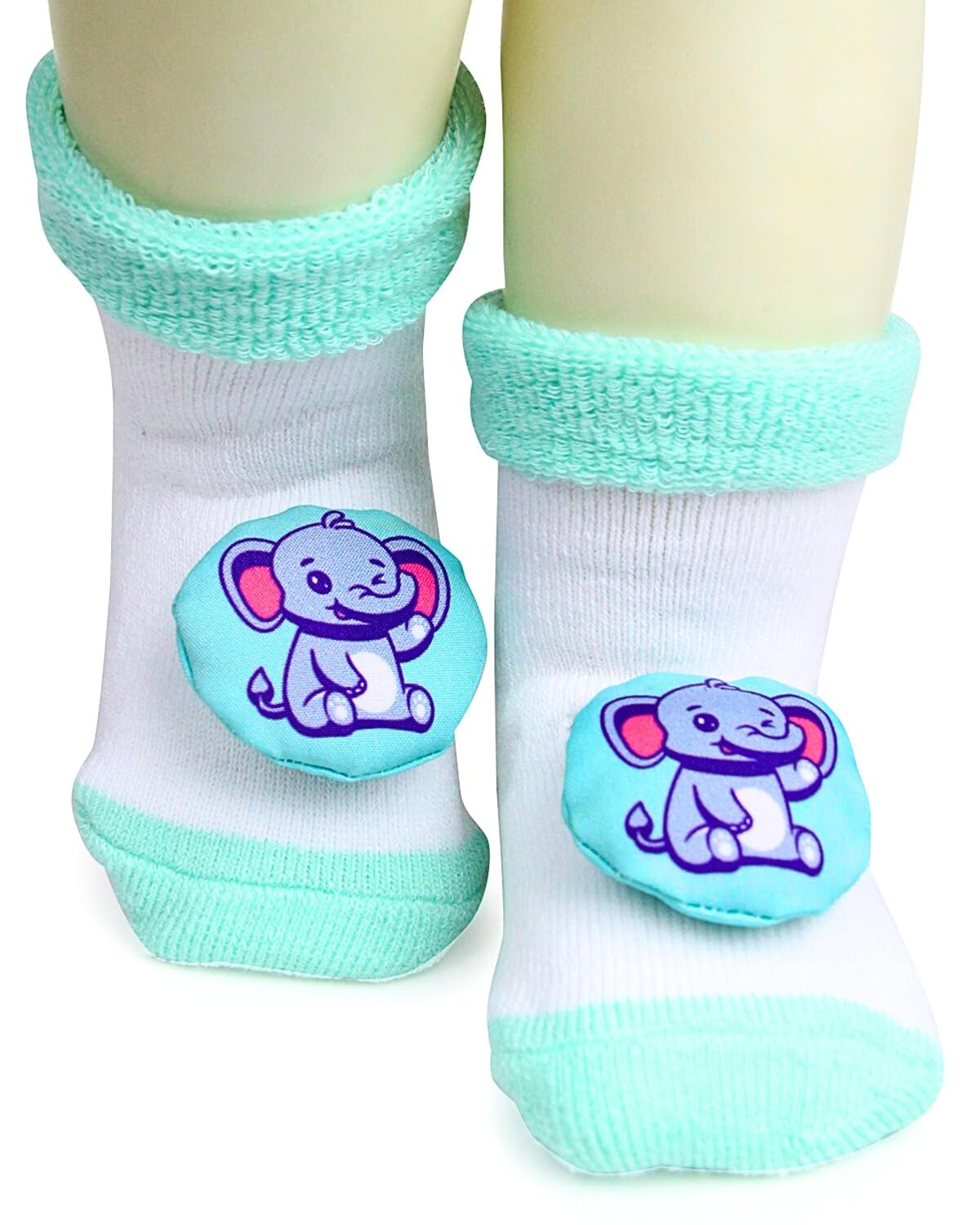 USOXO Newborn Baby Soft Cotton Cute Cartoon Terry Socks Shoes - Pack of 3 (6-9 Months, Multicolor) | Perfect for Infant Fashion, Photo Shoots & Gift Giving
