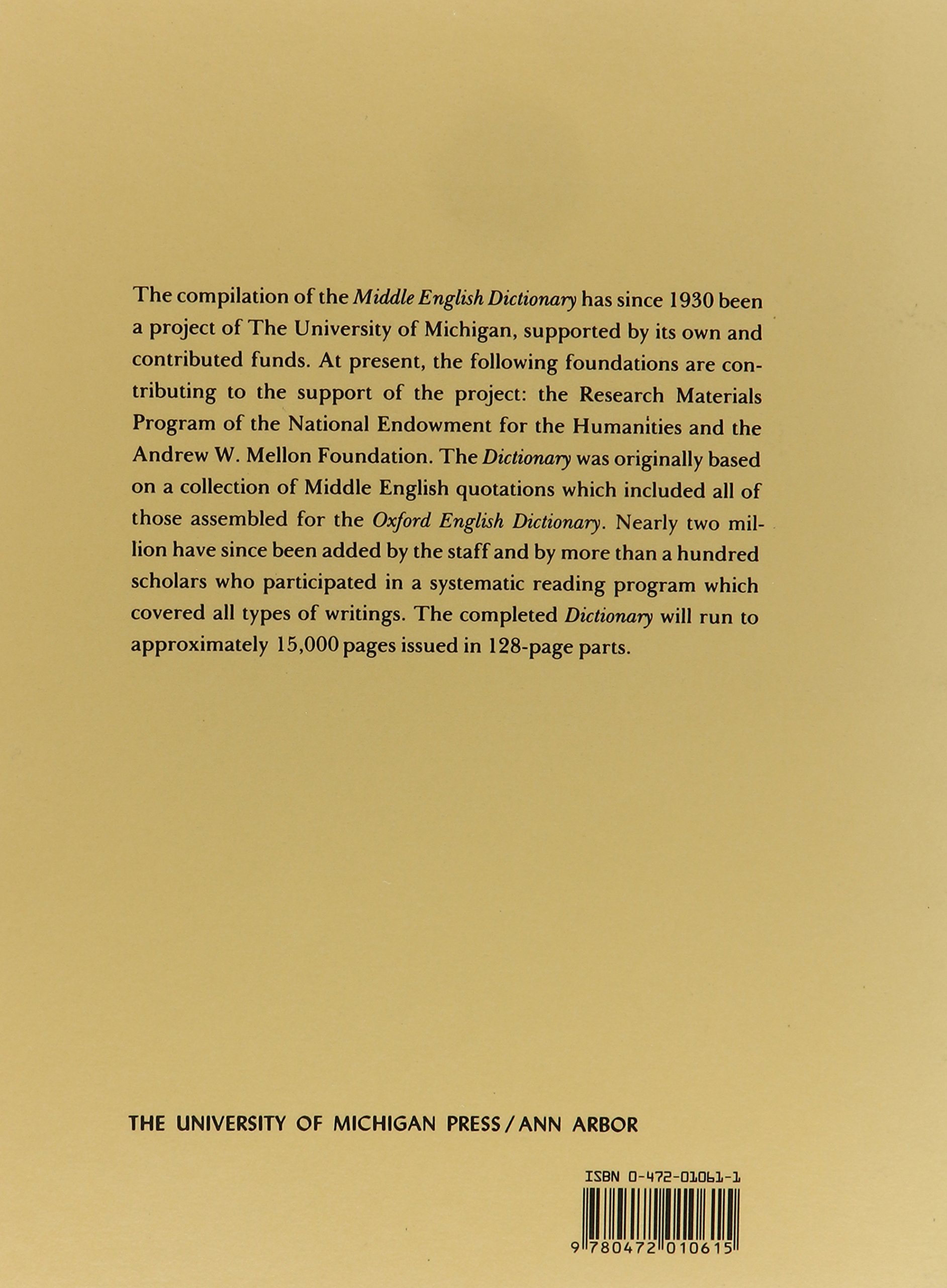 Middle English Dictionary (Volume F.1) - Comprehensive Historical Language Reference for Scholars, Students & Medieval Literature Enthusiasts | Perfect for Academic Research, Linguistic Studies & Historical Text Analysis