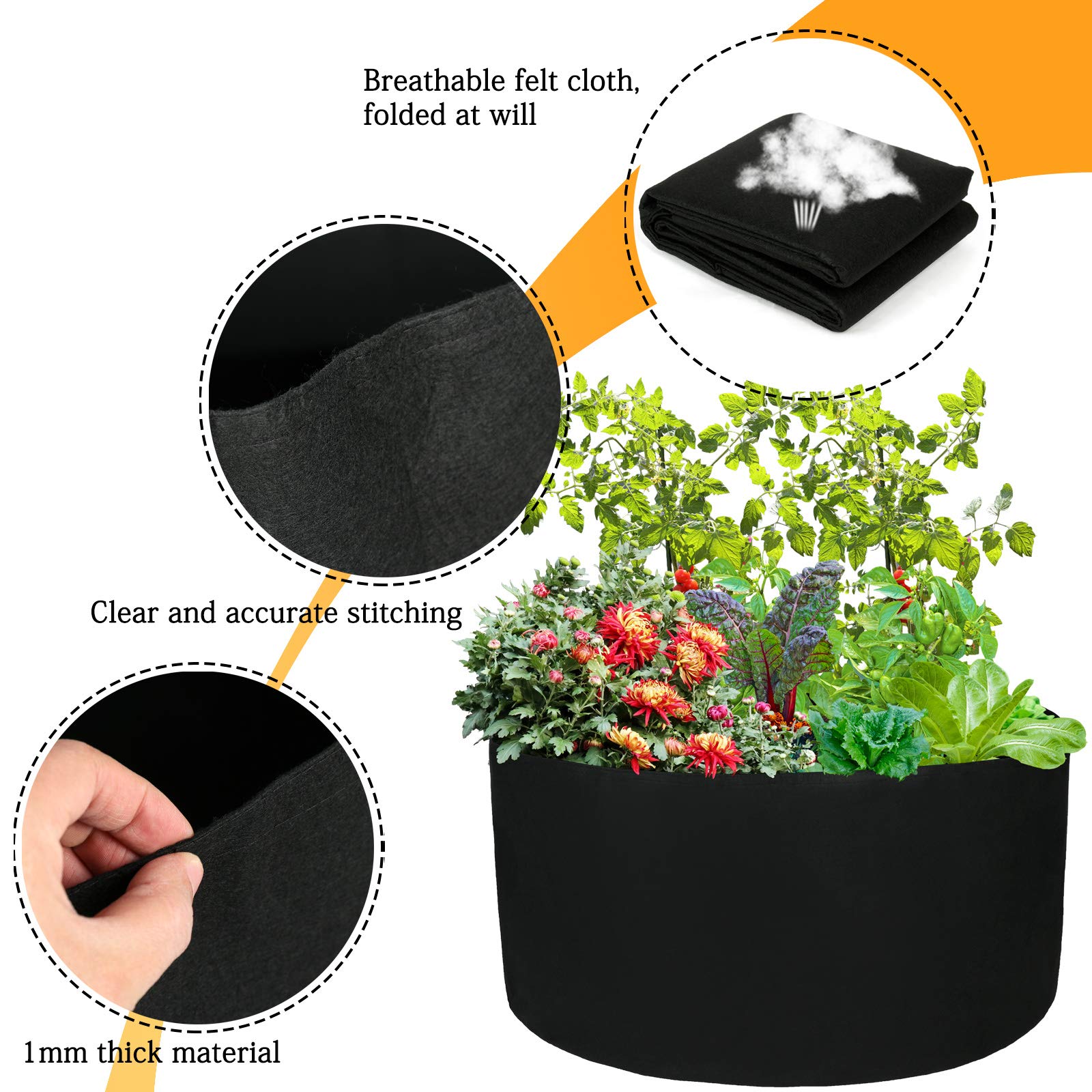 Firlar 2 Pack 100 Gallon Round Grow Bags - Heavy Duty Fabric Plant Pots for Vegetables, Flowers & Herbs | Raised Garden Bed, Planting Container | Indoor & Outdoor Gardening, Urban Farming, Balcony Planting