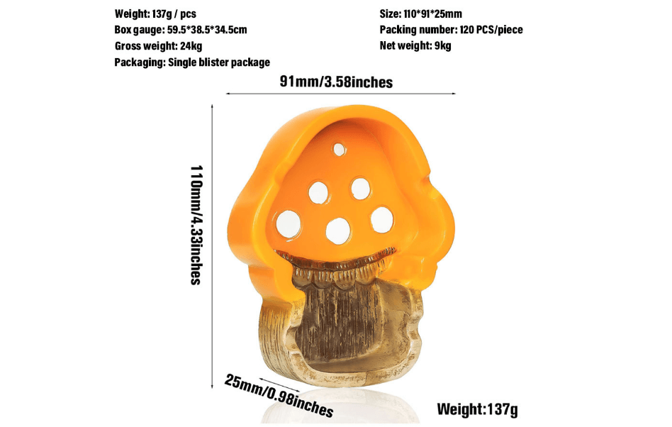 Mini Mushroom Polyresin Ashtray - Smoking Accessories for Hand Pipes & Water Pipes - Perfect for Home, Office, and Outdoor Use