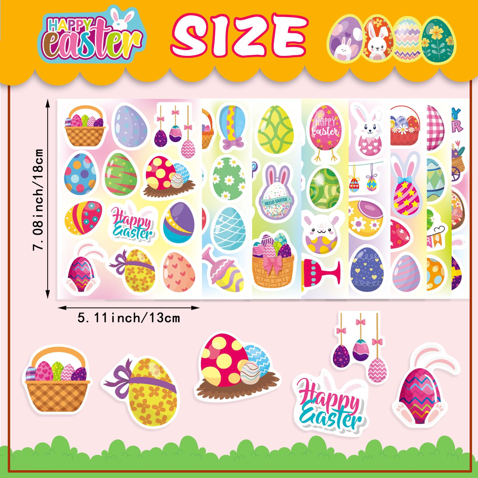 273 PCS Easter Stickers for Kids - Fun Spring Bunny & Egg Stickers for Easter Basket Stuffers, Party Favors, Scrapbooking & DIY Crafts