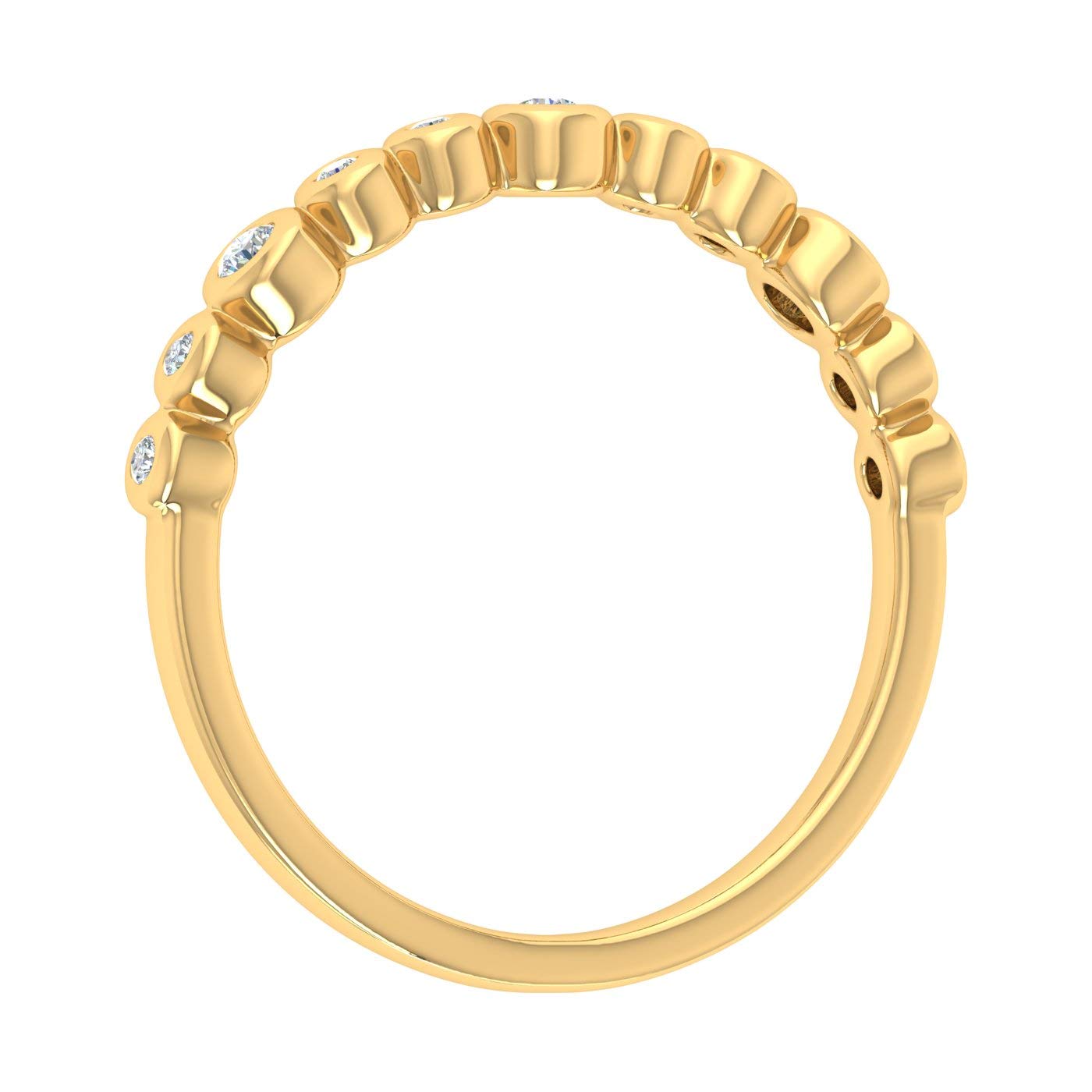 1/5 Carat Bezel Set Diamond Wedding Band Ring in 10K Gold - Elegant & Durable for Women's Engagement, Anniversary & Bridal Jewelry Gifts