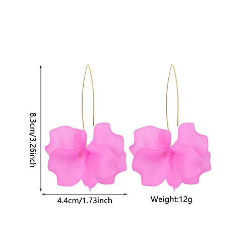 Boho Resin Flower Drop Earrings for Women - Summer Rose Petal Dangle Hoop Earrings - Acrylic Floral Jewelry for Casual Wear, Parties & Weddings