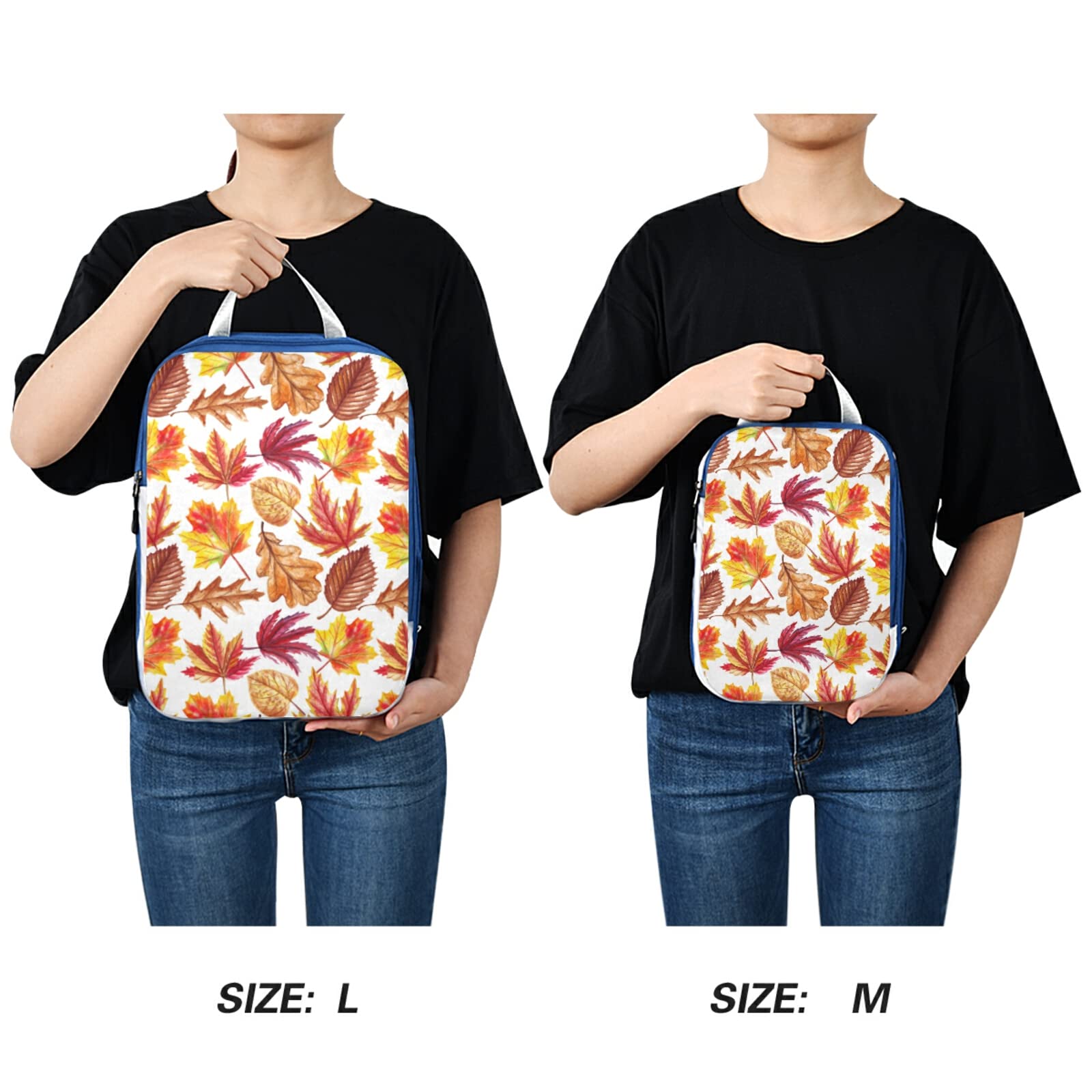 Watercolor Autumn Leaves Orange Red Falling Leaves on White 3-Piece Expandable Luggage Packing Cubes Set - Ultralight Travel Organizer for Suitcase, Compressible Packing Bags - Perfect for Vacation, Business Trips & Airplane Travel