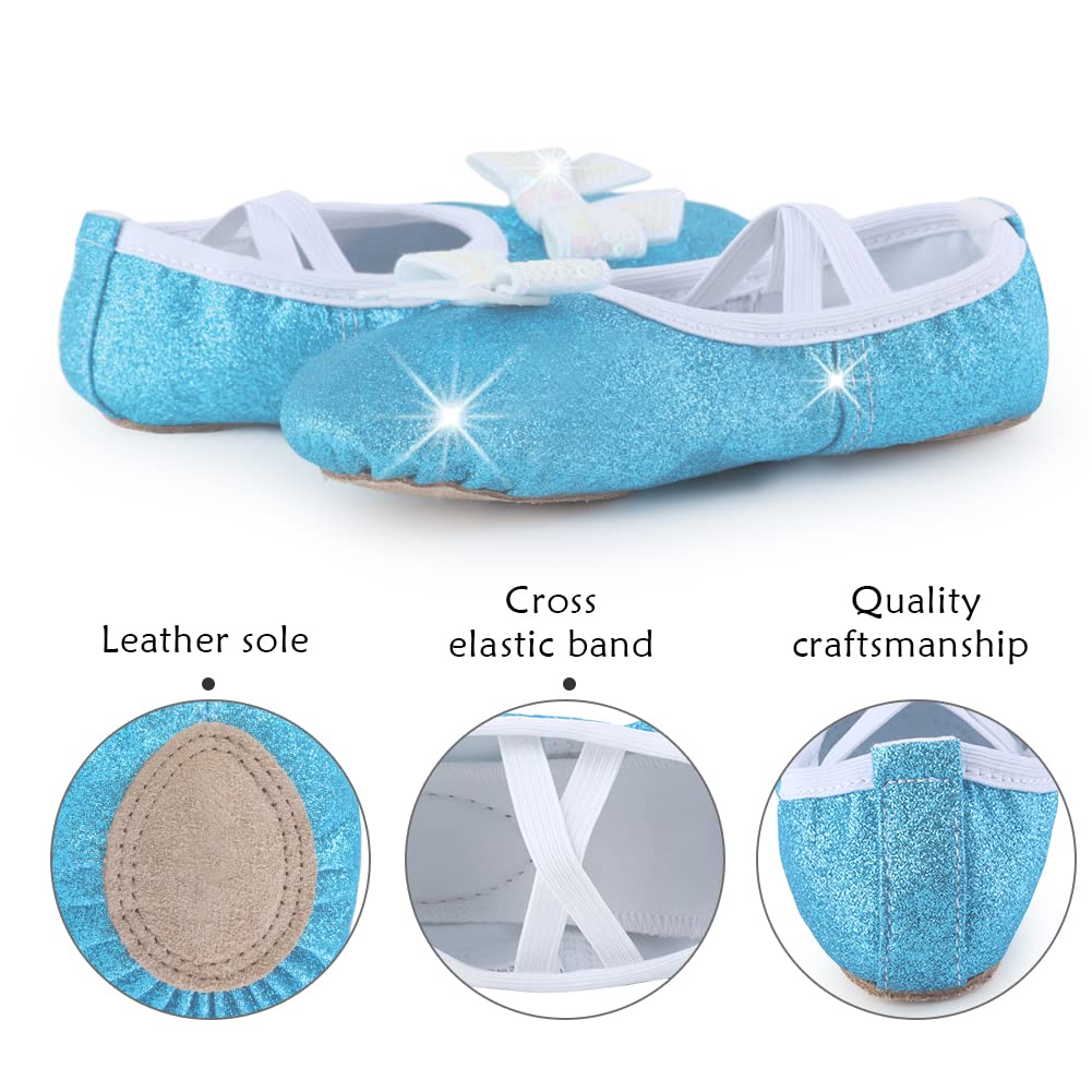 **WYHDY Girls Ballet Shoes - Split-Sole Glitter Dance Flats for Toddlers & Kids | Perfect for Ballet Class, Recitals & Dance Performances**