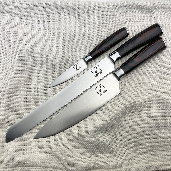 3-Piece Stainless Steel Paring Knife Set - Sharp Kitchen Knives for Peeling, Slicing & Trimming - Perfect for Fruits, Vegetables & Small Food Prep
