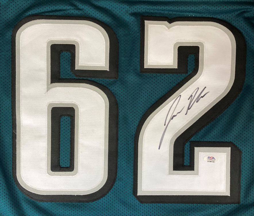 Jason Kelce Philadelphia Eagles Autographed Green Football Jersey - Twice Signed with PSA ITP Hologram - Perfect for Eagles Fans & Sports Memorabilia Collectors