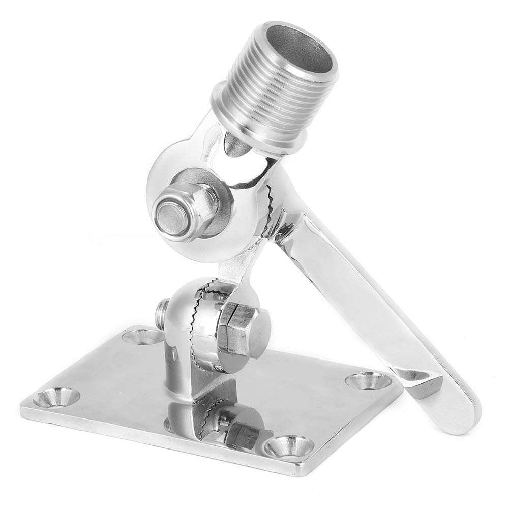 KIMISS Marine VHF Antenna Mount - Stainless Steel Adjustable Base Support Bracket for VHF Radio Antennas - Perfect for Boats, Yachts & Marine Communication Systems