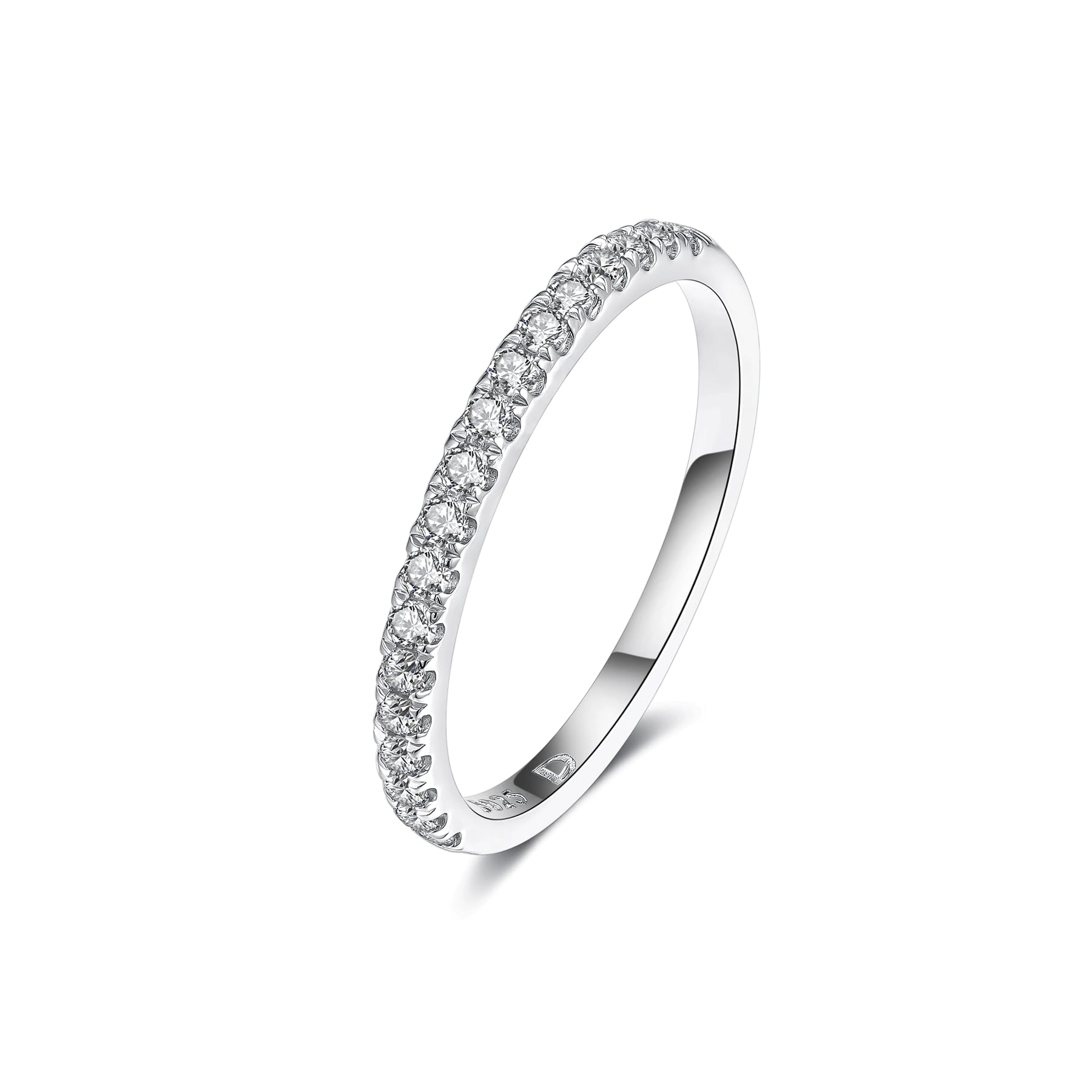 IMOLOE 0.3-0.42 Carat Lab Grown Diamond Wedding Band for Women, 18K White Gold Plated Sterling Silver Eternity Ring, Size 4-11, Perfect for Engagement, Anniversary & Special Occasions