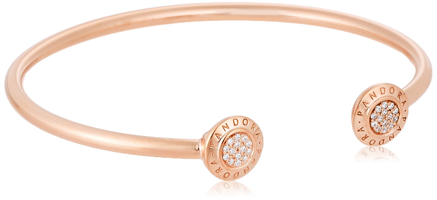 PANDORA Rose Gold Cubic Zirconia Open Bangle Bracelet - 7.5