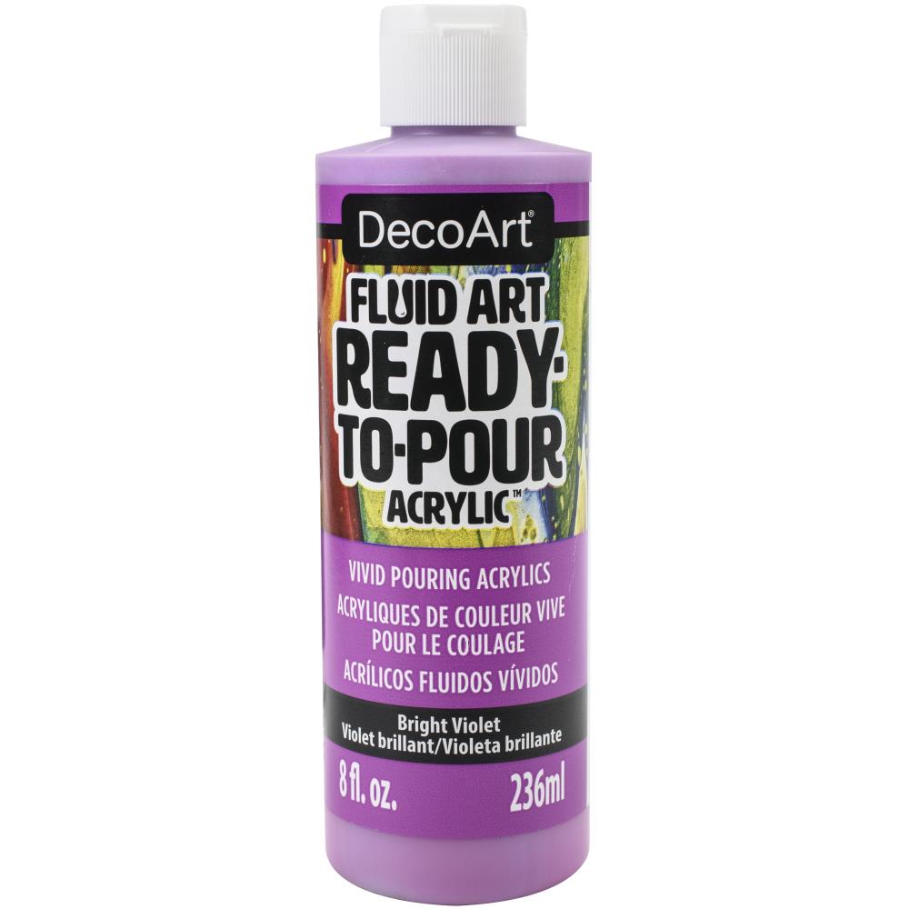 Bright Violet FluidArt Ready-To-Pour Acrylic Paint - 8oz Bottle for DIY Art Projects, Home Decor & Creative Painting - 50% Off Sale