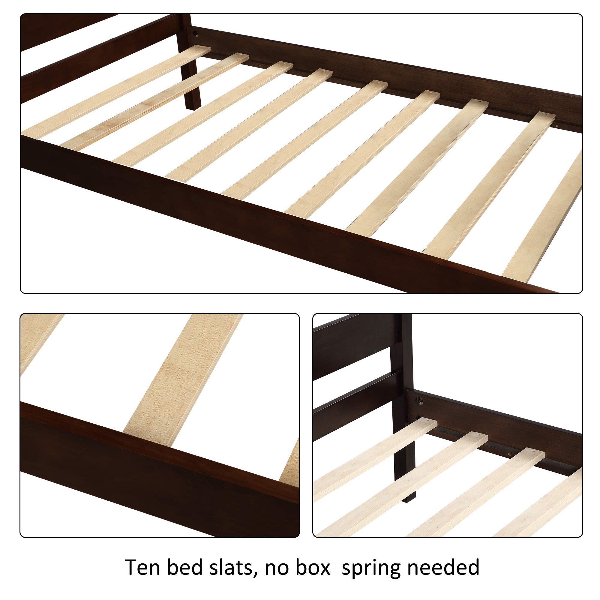 **Merax Solid Wood Twin Bed Frame with Headboard - No Box Spring Needed, Easy Assembly Platform Bed for Kids & Teens - Perfect for Bedrooms, Dorms & Guest Rooms**