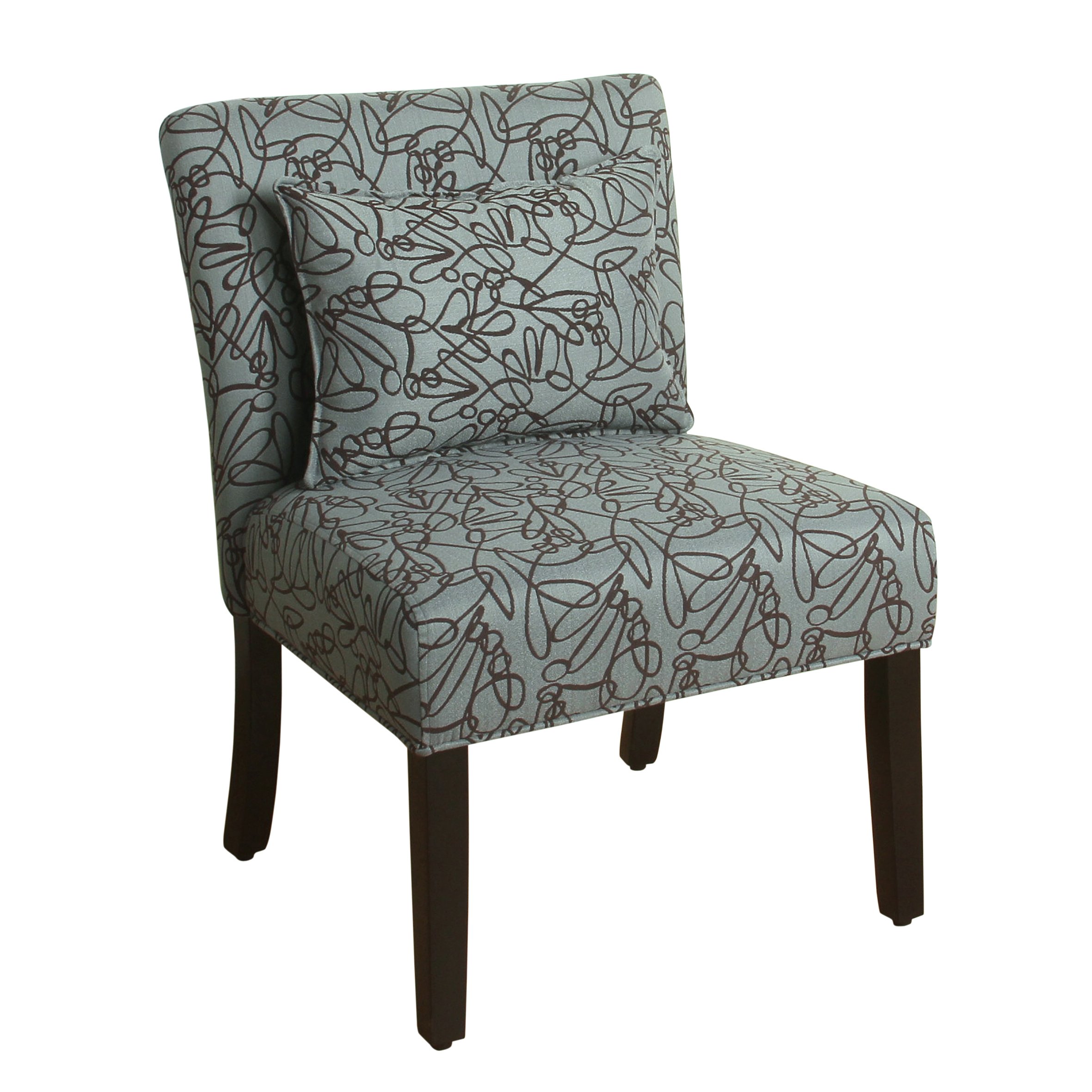 HomePop Parker Accent Chair with Pillow - Teal Swirl Upholstered Living Room Chair for Small Spaces, Bedroom, or Office | Comfortable Modern Seating Furniture