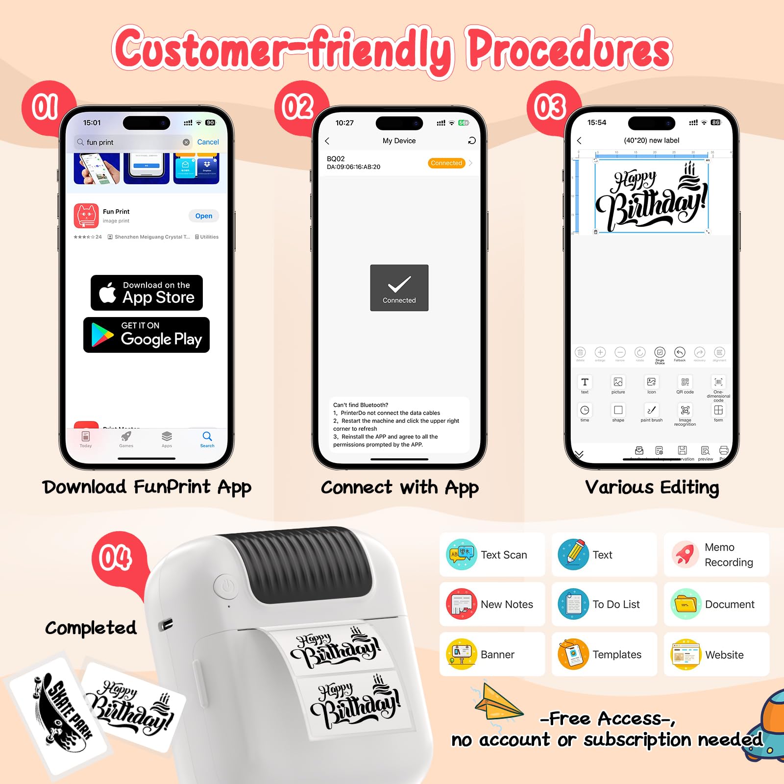 Bluetooth Wireless Label Maker Machine for iOS & Android - Inkless Mini Sticker Printer with 5 Rolls Tapes, Portable Thermal Printer for DIY, Kids, School & Office Organization | Perfect for Home, Classroom & Small Business Labeling