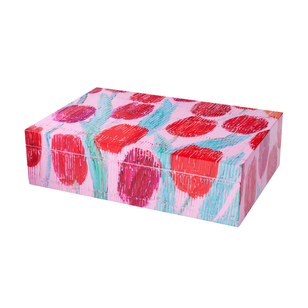 Exquisite Hand-Painted Tulip Lacquer Jewelry Box - Perfect for Storing Rings, Necklaces & Keepsakes | Vintage Floral Gift for Women & Home Decor