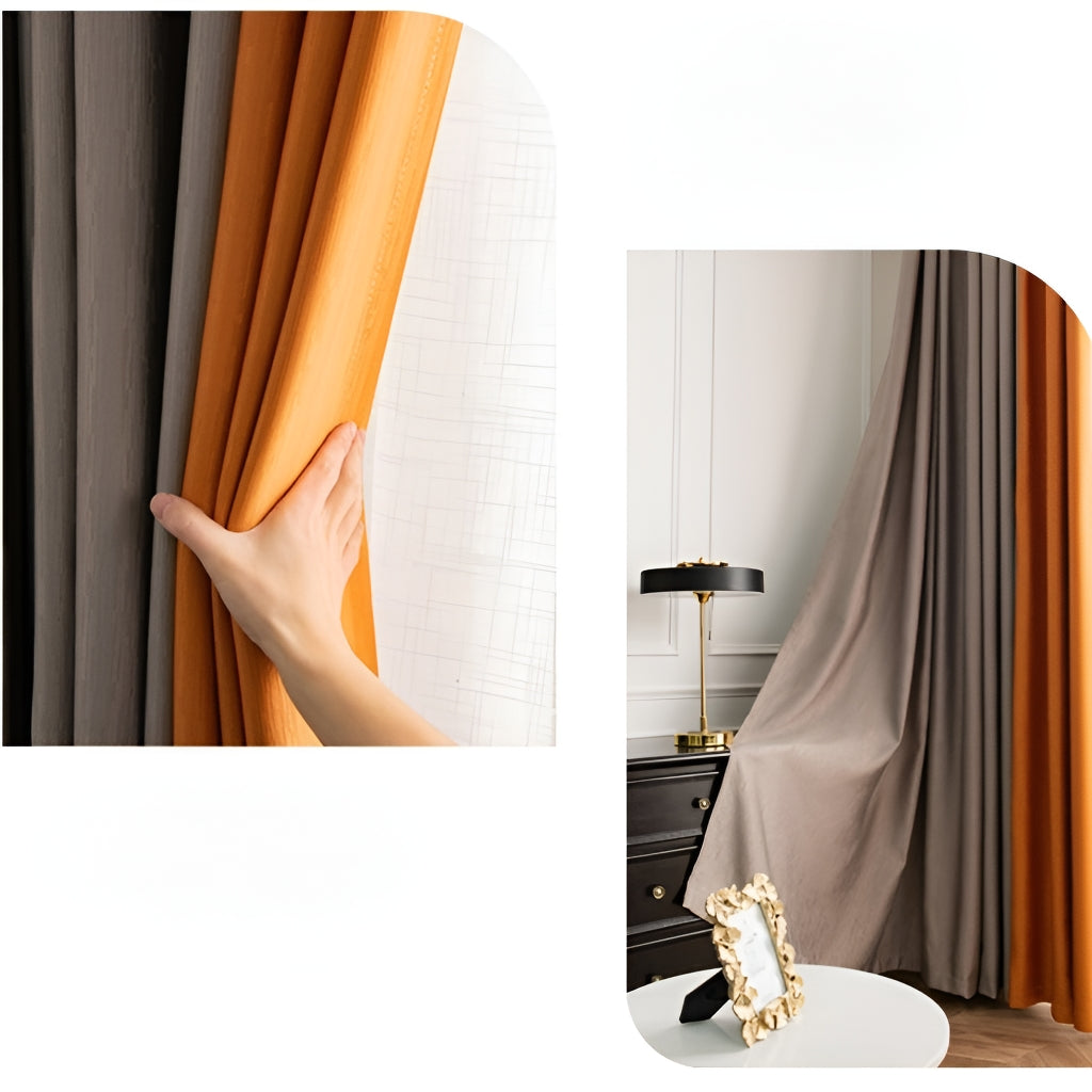 Reese Color Block Soundproof & Thermal Blackout Custom Curtains - Noise Reducing & Energy Efficient Window Treatments for Bedroom, Living Room & Home Theater