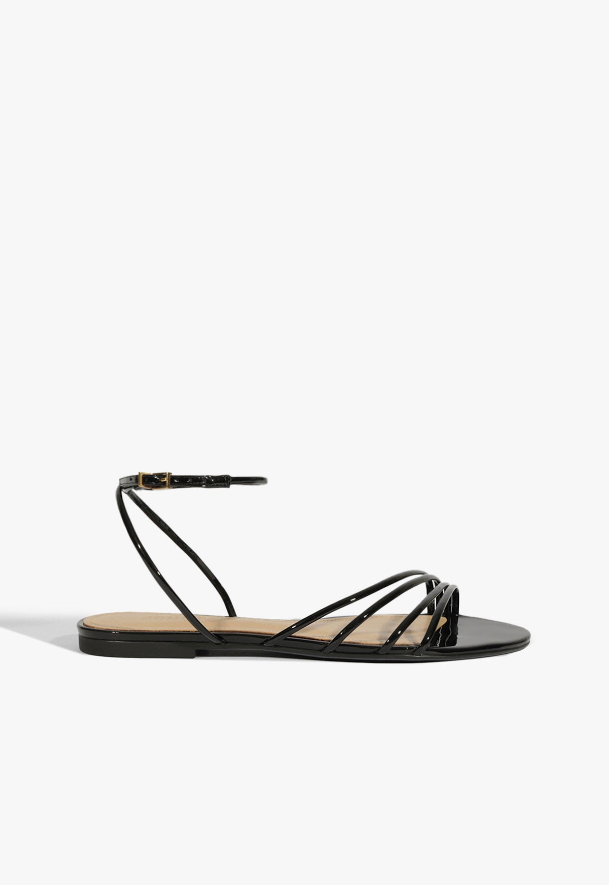 Inez Women's Black Leather Flat Sandals - Comfortable Casual Slip-On Shoes for Walking, Travel & Everyday Wear