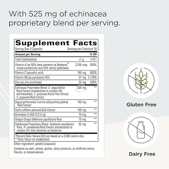 Integrative Therapeutics EHB Supplement with Echinacosides, Hydrastine & Berberine - Immune Support & Wellness for Daily Health