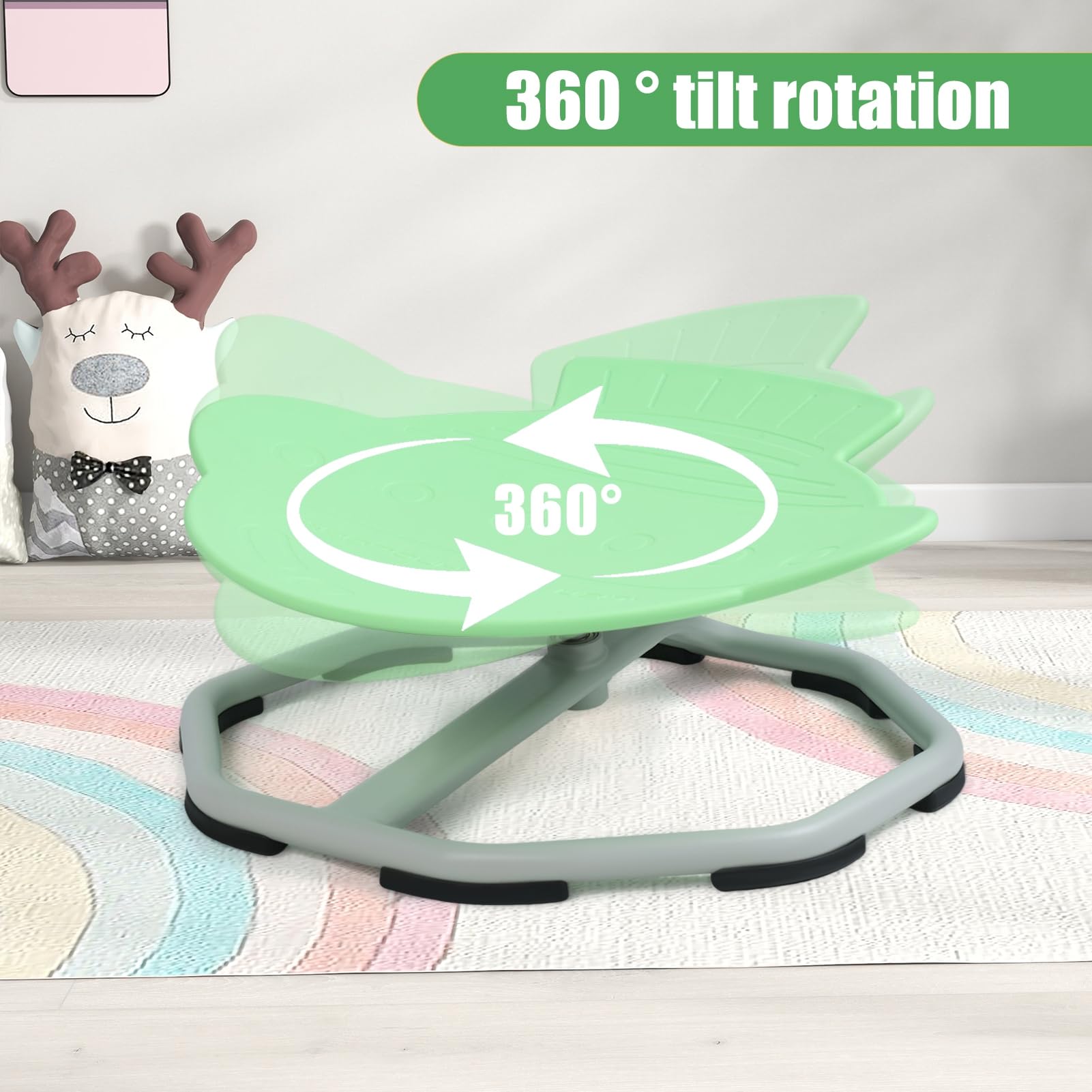 YOXIER Sensory Spinning Chair for Kids - Blue Sit and Spin Chair, Carousel Spin Sensory Toy Chair to Improve Body Coordination & Reduce Motion Sickness - Perfect for Autism Therapy, ADHD, Classroom & Playroom Activities